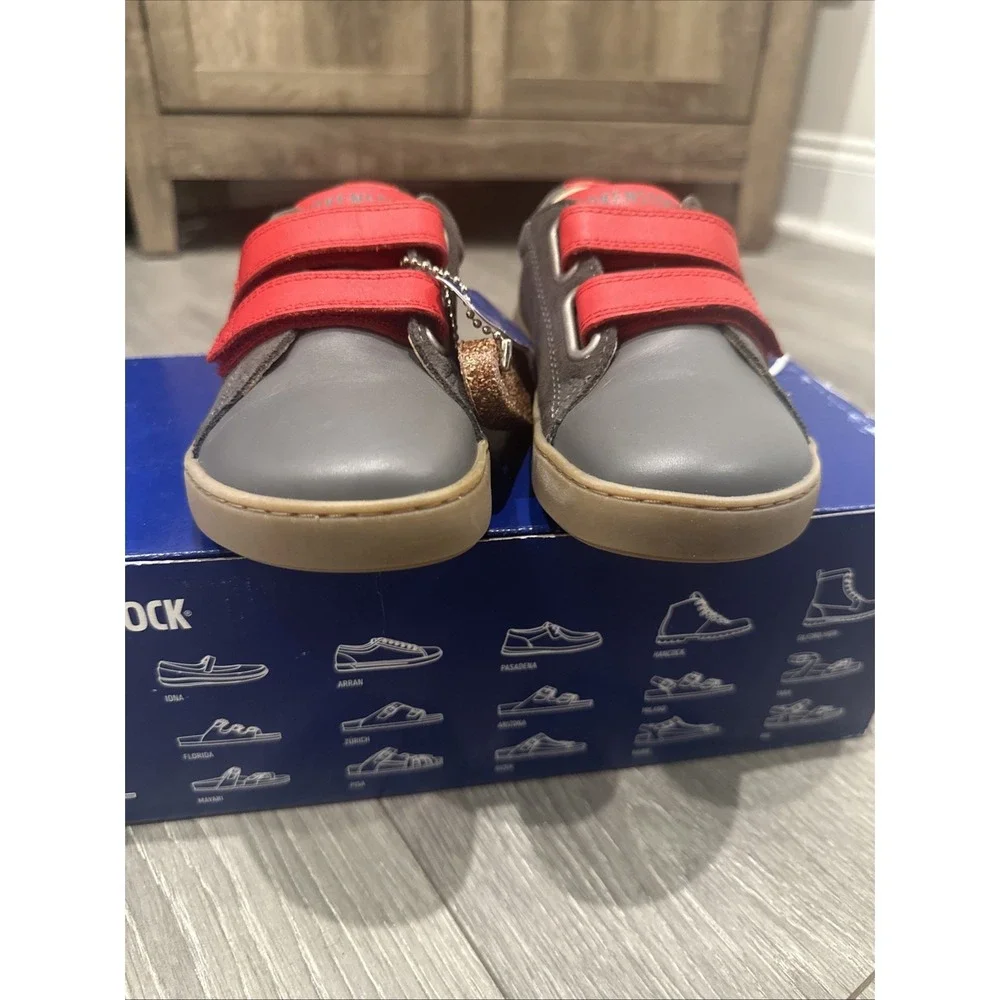 Birkenstock Kids Unisex EU29 K11 Regular Arran Hook & Loop Leather Sneaker Grey